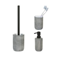 SchÖNer Wohnen-Kollektion Bad-Accessoire Set Antella 3-Teilig Grau Polyresin Bad
