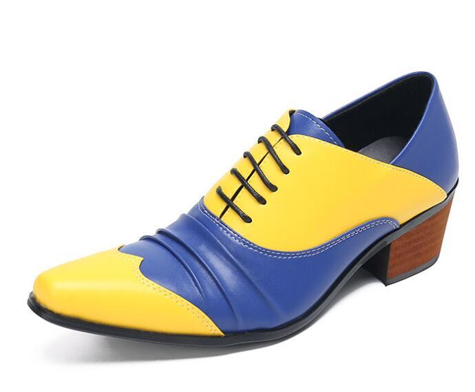Zapatos de cuero con cordones y puntera puntiaguda británicos de moda para hombre Zapatos Oxford de tacón alto