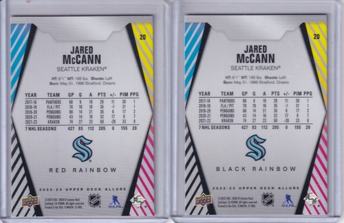 Jared McCann, Seattle Kraken 2022-23 Allure Red aNd Black Rainbow #20 - Picture 2 of 2