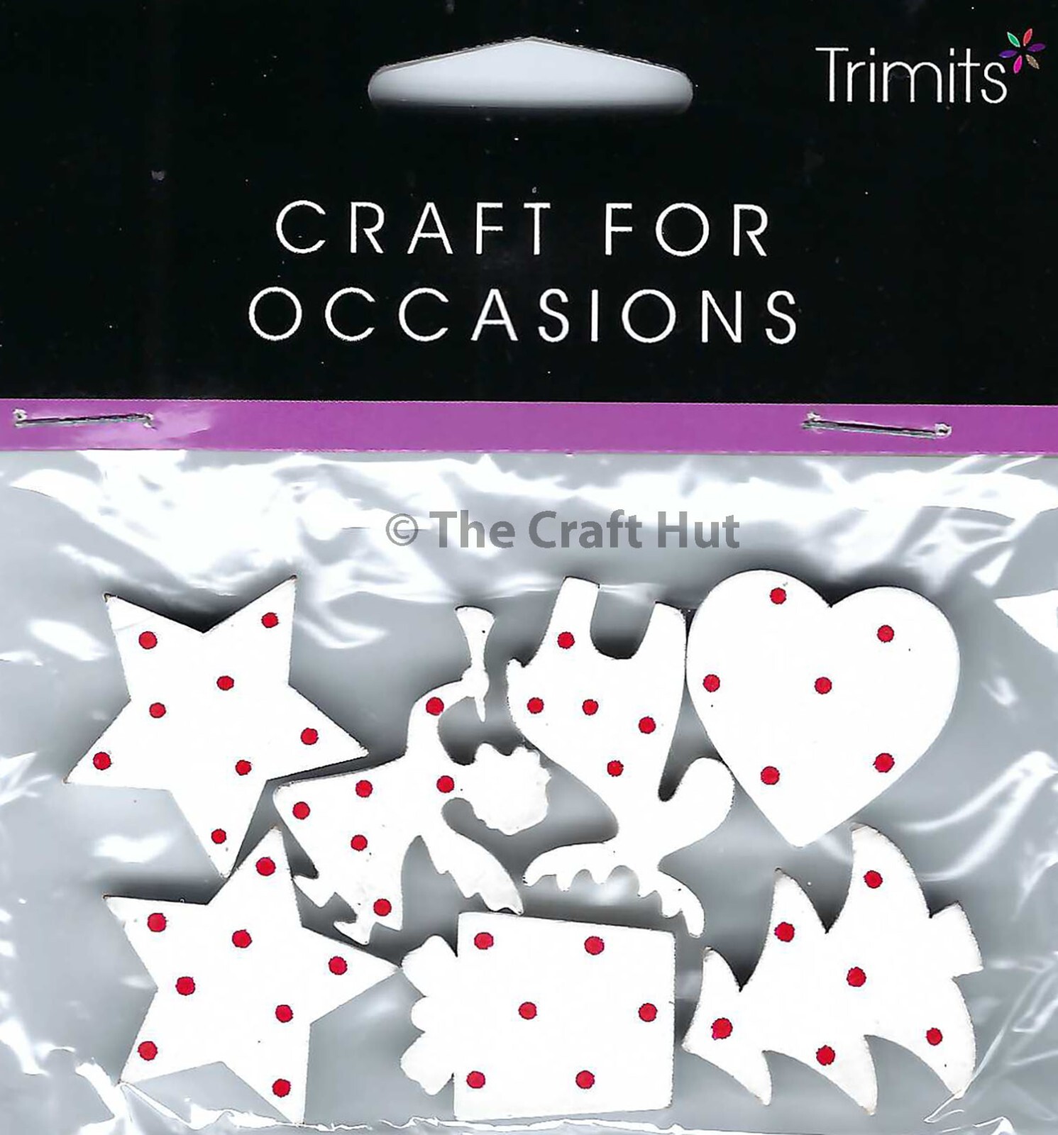 Trimits Craft Embellishments Scrapbook Card Making Red Polka Dot Christmas New