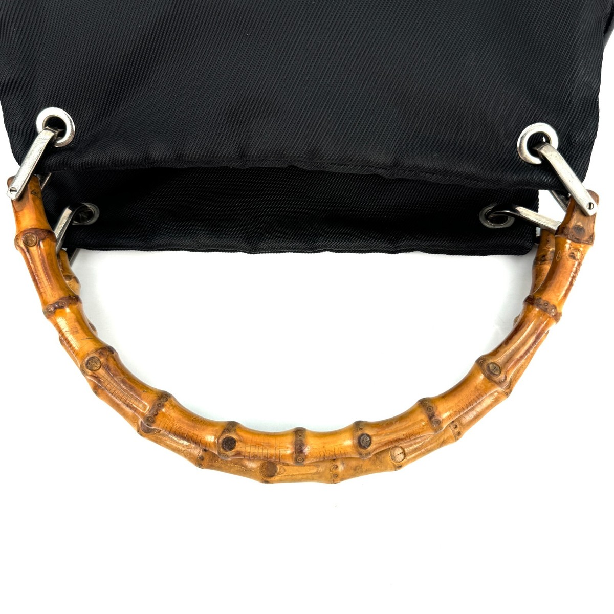 Vintage GUCCI Hand Bag Bamboo Leather Nylon From Japan | eBay