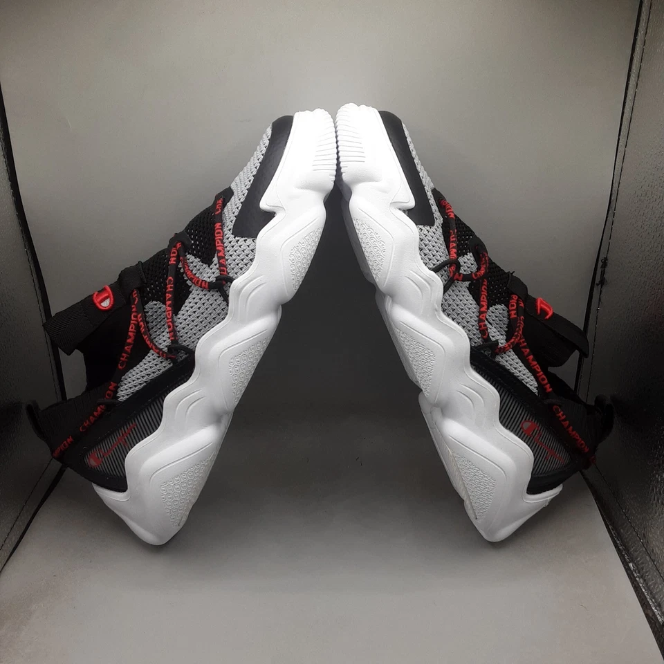 Zapatillas Champion Meloso Flux para niños 7 jóvenes grandes negras concreto rojo. D390 Foto 4 de 4