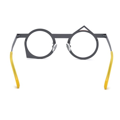 Irregular Metal Eyeglass Frames Mixed-color Round Spectacles Unisex Clear Lens - Picture 13 of 27