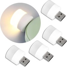 10x USB Portable LED Mini Nights Light Small Round Lamp Mobile Power Plug Play