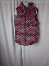 Old Navy Vest Girls Large 10-12 Gray Pink Polka Dot Frost Free Puffer Fleece