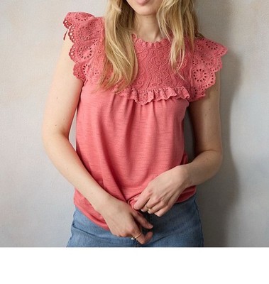 LC Lauren Conrad Women s Sz L Flutter Sleeve Lace Light Mint Green Tank Top NWT