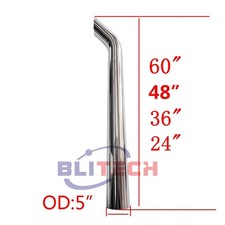 5 Inch Semi Truck Chrome 24 36 48 60 L Bull Horn Stack Pipe Exhaust Tube