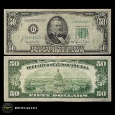 1950 $50 Fifty Dollar Bill Star Note Chicago IL Vintage Banknote FR 2107-G* G7