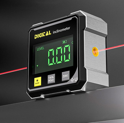 Digital Laser Angle Finder Protractor Tool, 4×90° High Accuracy Measuring Tool