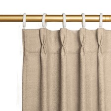 Thick Linen Blackout Pinch Pleated Curtains 96" Long, 2 Panel Set