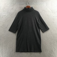 Zara Turtleneck Dress Womens Small Gray 3/4 Sleeve Cotton Blend Knee Length
