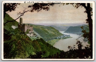 Burg Maus Mouse Castle Rhine River Germany 1929 Posted Postcard