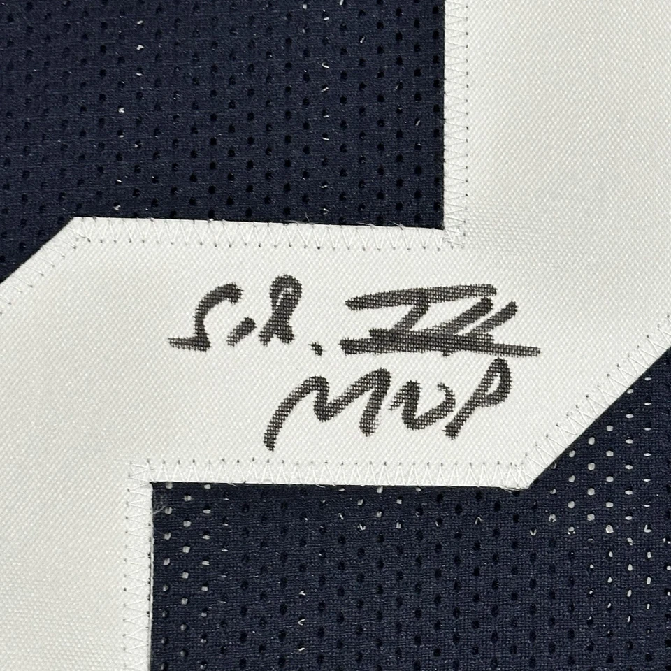 Camiseta Larry Brown XL Azul Marino Blanca Firmada Auto SB XXX MVP JSA CA33599 Foto 4 de 4