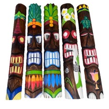 SET OF 5 40” TIKI MASK HAWAIIAN WALL ART ISLAND HOME DECOR BAR TROPICAL