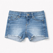 Wonder Nation Girls size 6 Light Denim Shorts Adjustable Waist Raw Hem Stretch