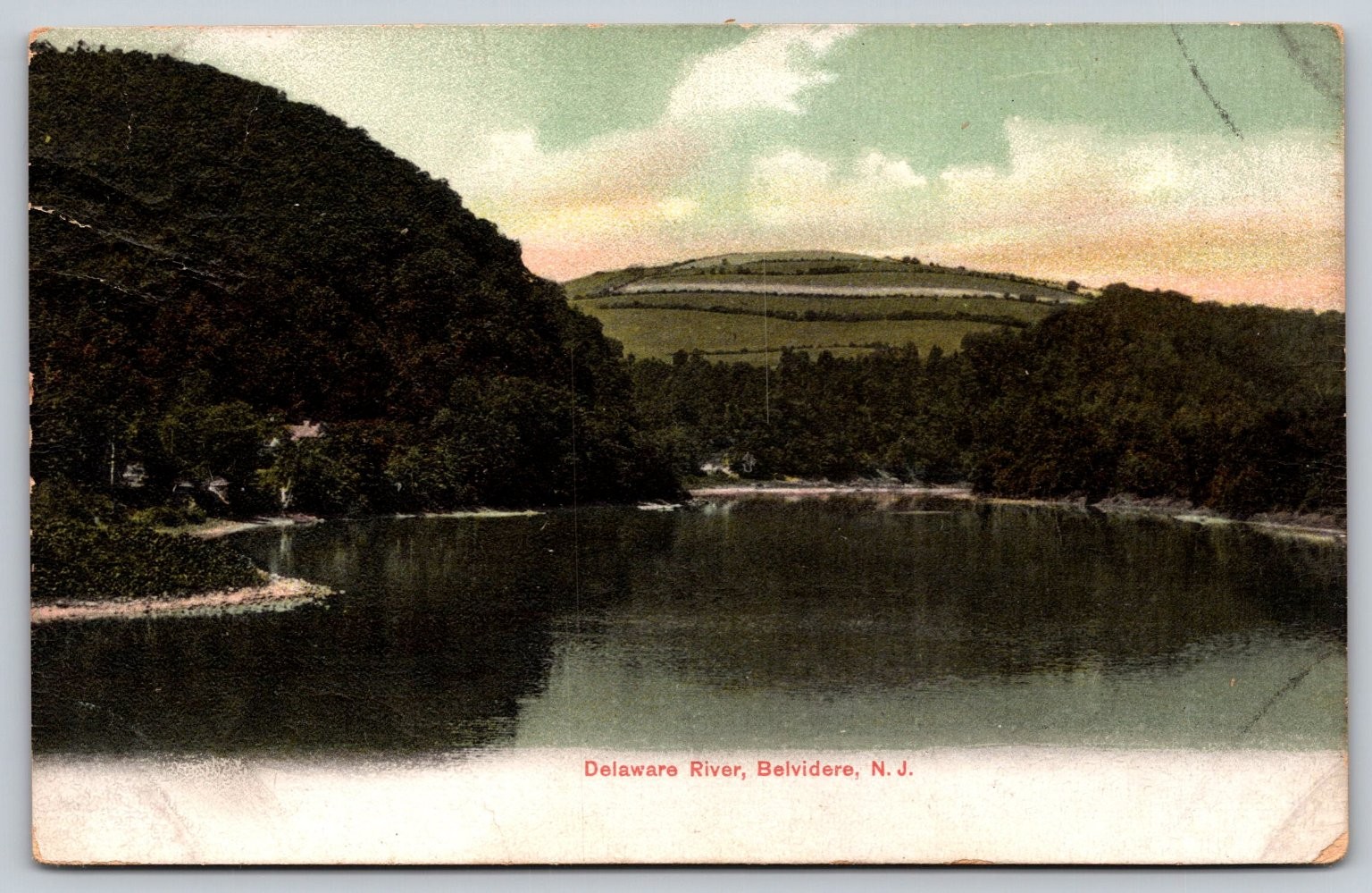 Delaware River Belvidere NJ Vintage Postcard Leipzig Litho-Chrome 1900s E78