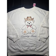 Zoe + Liv Country Music Teddy Bear Graphic Fleece Sweatshirt Pullover