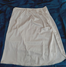 Vintage VANITY FAIR Half Slip Skirt IVORY SATIN NYLON L: 24" W: 30-35" LARGE