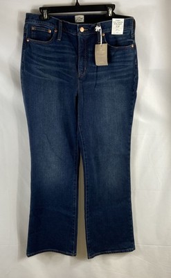 J.Crew Women's Curvy Full Length Demi Boot Jeans Dark Blue Wash