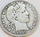 1915-P Barber Silver Quarter F/vf