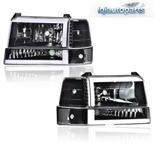6pc FIT FOR 1992-1996 FORD F150 F250 F350 LED DRL HEADLIGHT CORNER/BUMPER LAMPS