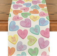 True Love Heart Valentine's Day Table Runner for Home Decor 13x72 Inch
