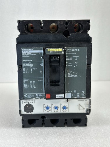 SQUARE D PowerPact HDP36100U31X 100 amp 600v 3P Circuit Breaker - Picture 2 of 9