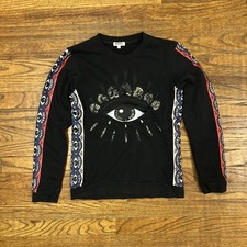 KENZO PARIS WOMEN'S EMBROIDERED EYE BLACK SWEATSHIRT Size Small