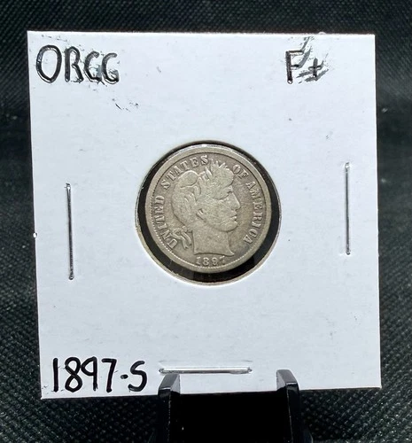 1897-S 90% Silver Barber Dime (Fine + Condition)