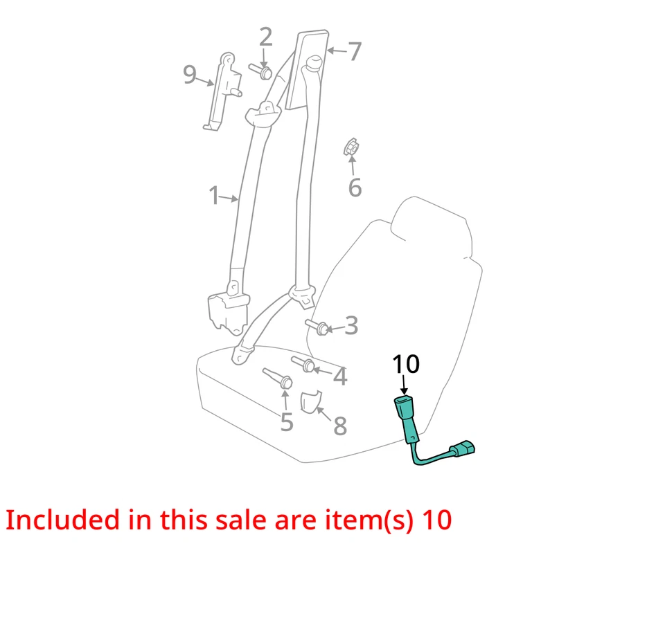 Seat Belt Front Bucket Passenger Buckle Sport Fits 03-04 4 RUNNER 10244250 - Image 4 of 4