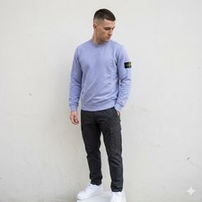 Stone Island Sweatshirt Mens Large Crewneck Lavender Blue Compass Patch Designer