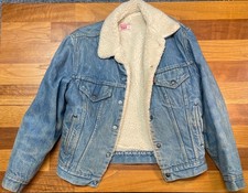 Vintage Levis Jacket Mens 40 Sherpa Lined Denim Trucker Orange Tab 80s Perfect