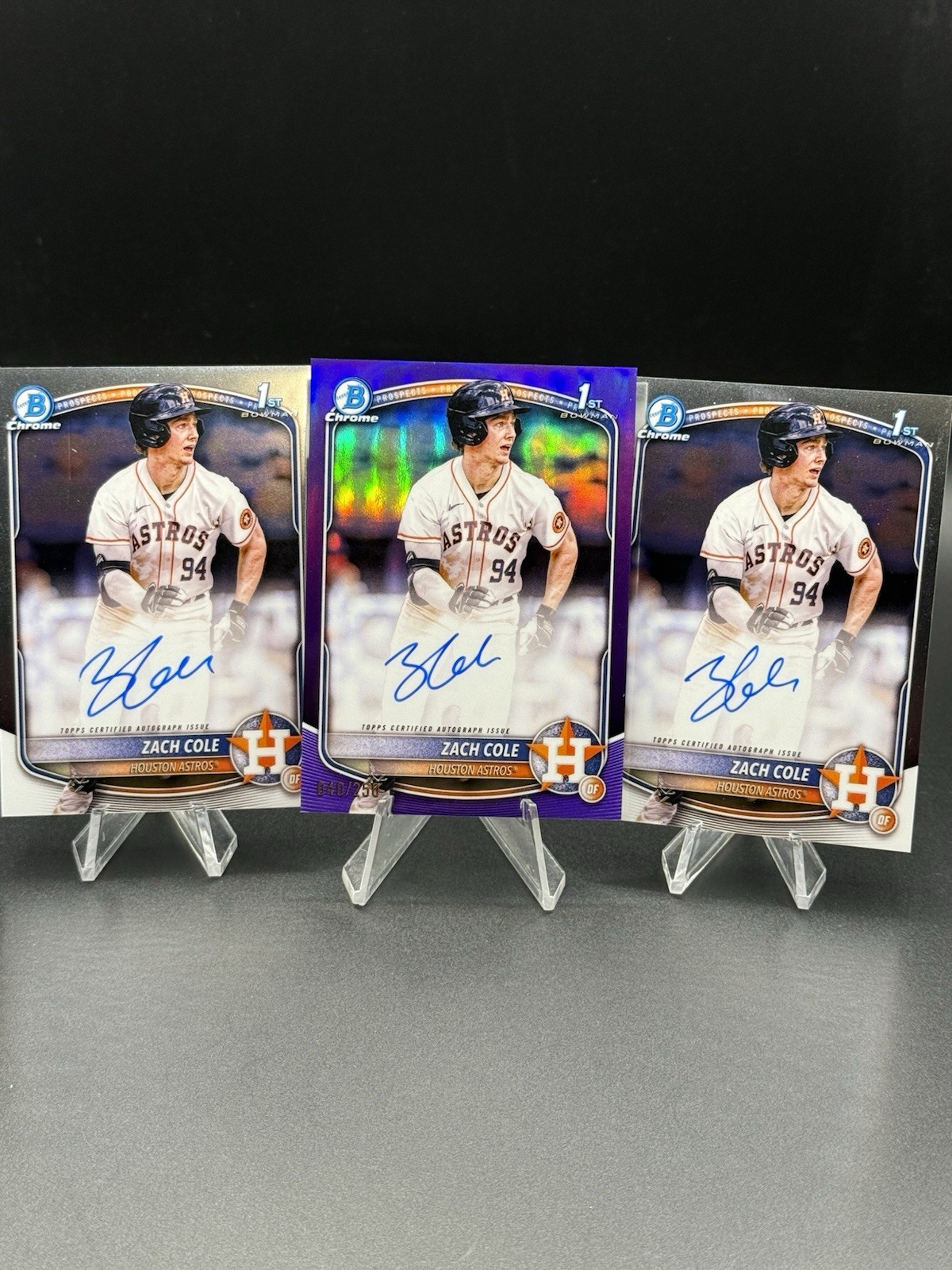 Zach Cole RC 2025 Bowman Chrome Autograph Purple Refractor Auto #CPA-ZC /250
