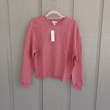 Topshop Cotton Sweatshirt Size S Women Preppy Crewneck Long Sleeve In Rose