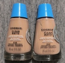  2 Pack CoverGirl Clean Matte Liquid Foundation, 520 Creamy Natural 1 oz Each 