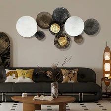 Metal Wall Art - Abstract 3D Large 54" Brown White Wall Decor for Living Room...