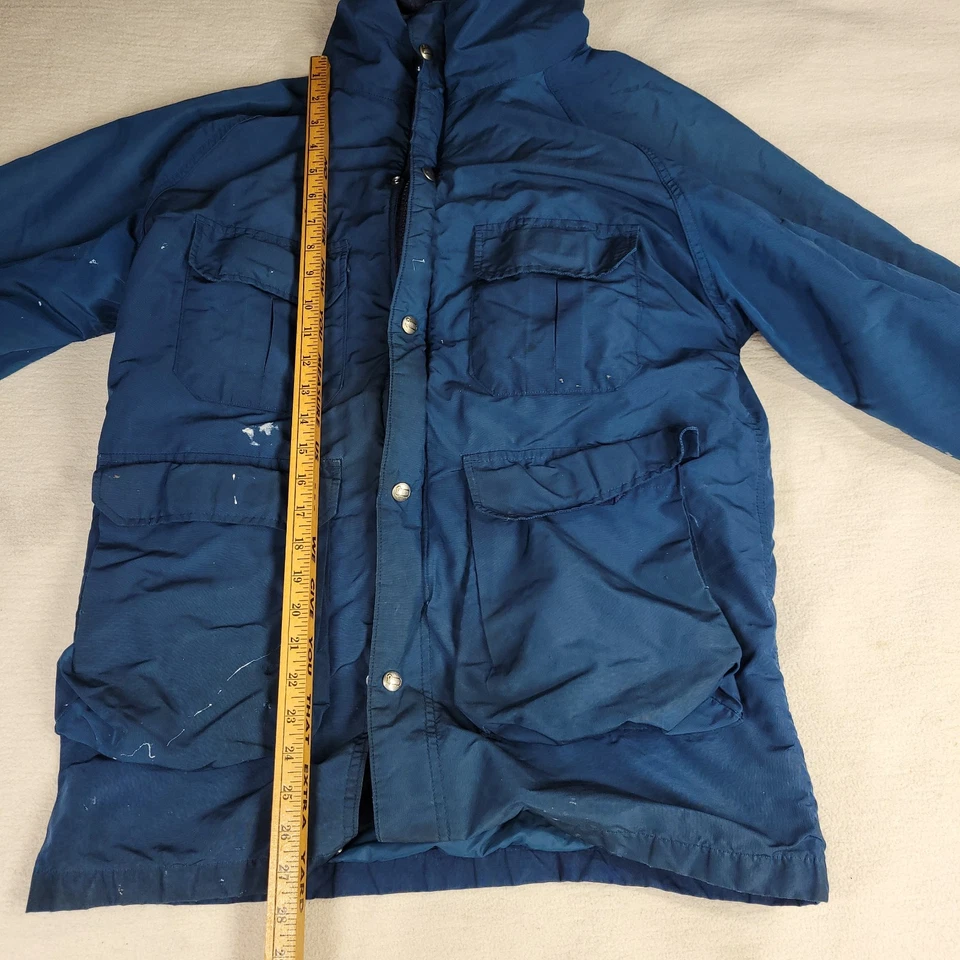 Vtg Woolrich Rain Jacket Coat Mens Medium Blue Waterproof Hooded USA Fall Winter - Image 4 of 4