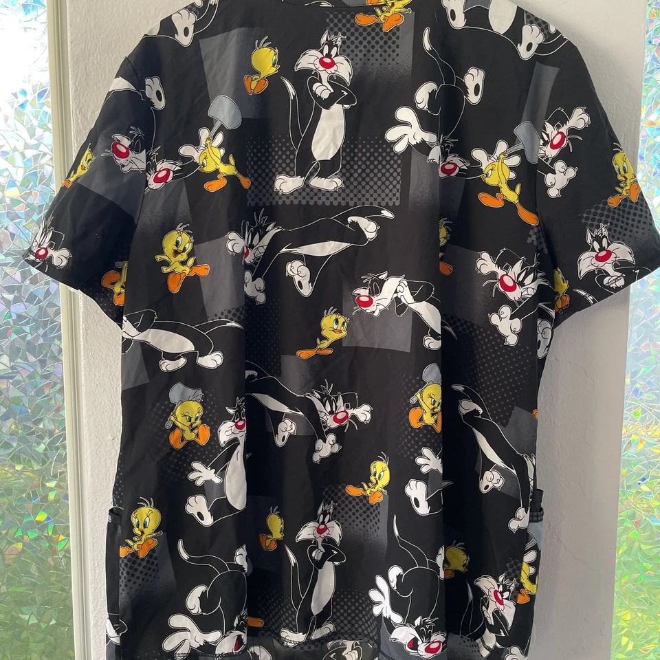 Sylvester the Cat & Tweety Bird Looney Tunes Scrub Top - Image 4 of 4