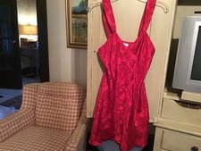ERIKA TAYLOR Intimates Red Satin Vintage Nightie EUC