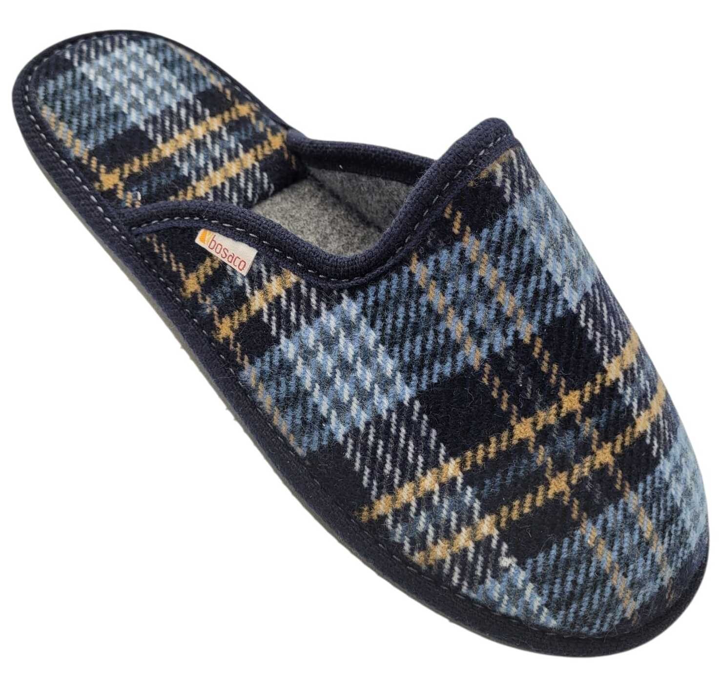 SAOLA Pantofole calde uomo in cotone con punta chiusa e suola in gomma.