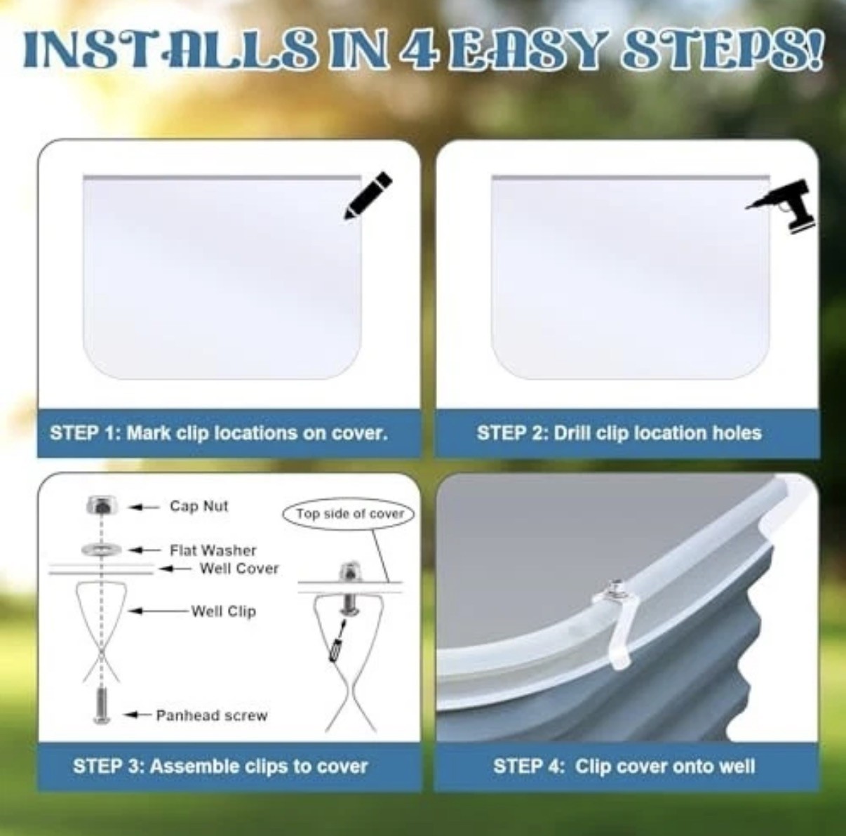 Vercraft 2 pcs 39”x16” Basement Window Well Covers with Mounting Clips ...