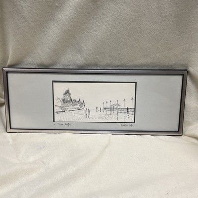 Vintage  Le Terrasse Dufferin  Ink Drawing By Paque (Serge Paquet) Quebec Canada