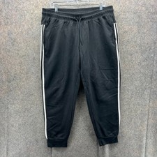 Adidas Pants Womens XL Black Joggers Triple Stripes Fleece Trefoil Drawstring