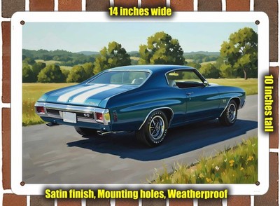 Metal Sign - 1970 Chevrolet Chevelle SS 19 Oil Painting - 14x10