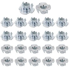 M6x9mm T-Nuts 4 Pronged 0.73" x 0.35" Tee Nut Carbon Steel Fully Thread 100pcs