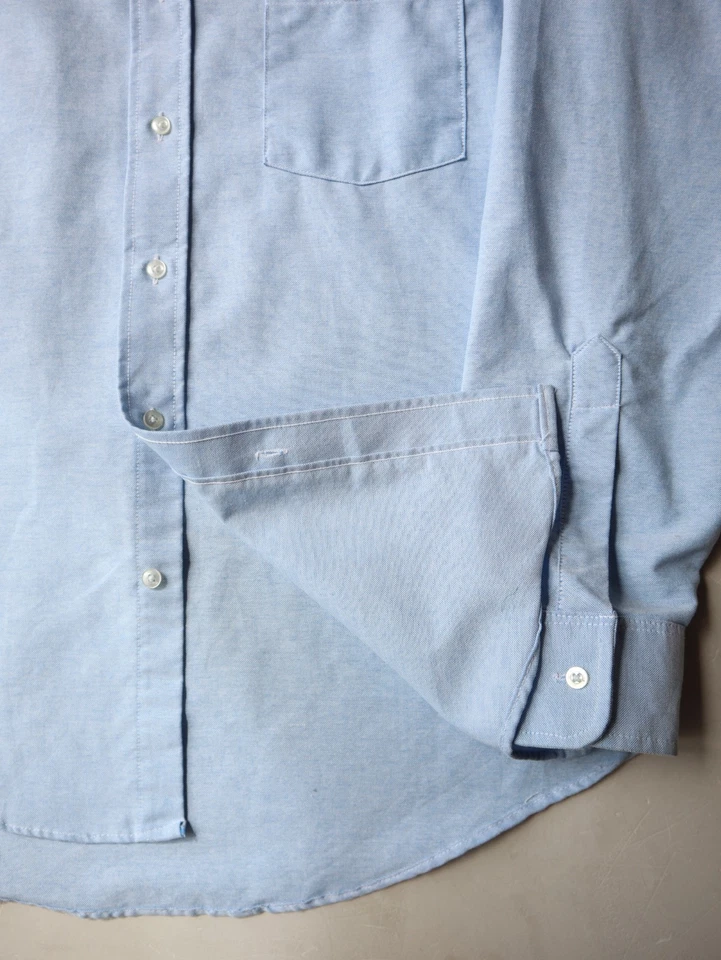 Vintage 70s Edwards Oxford Shirt Size M/L Made in USA Ivy Blue - Image 4 of 4