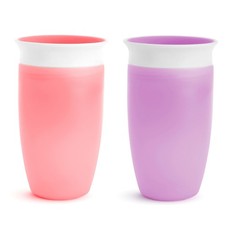 Munchkin Sippy Cups for Toddlers 1-3, Spill 10 Ounce, 2 Pack, Pink/Purple
