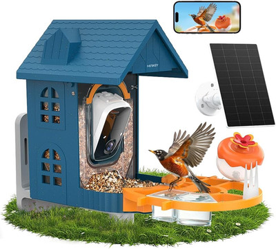 Bird Feeder with Camera Solar Powered in Outdoor Backyard :2K HD Video, Ai-Power