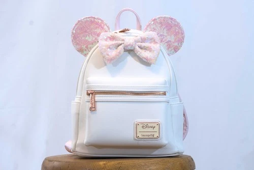 Loungefly Disney Minnie Mouse Iridescent Sequin Mini Backpack HTF NWOT Rare