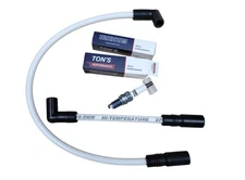 Ton's White 10mm Harley Big Twin 99-17 FXD Dyna Softail Spark Plug & Wires Kit